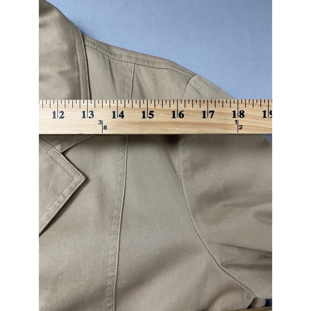 Talbots Petites Womens Khaki Tan Cotton Stretch Blazer Jacket Size 12P Utility - Picture 11 of 12